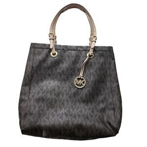MICHAEL KORS Signature Leather Jet Set Tote Large Signature Monogram
